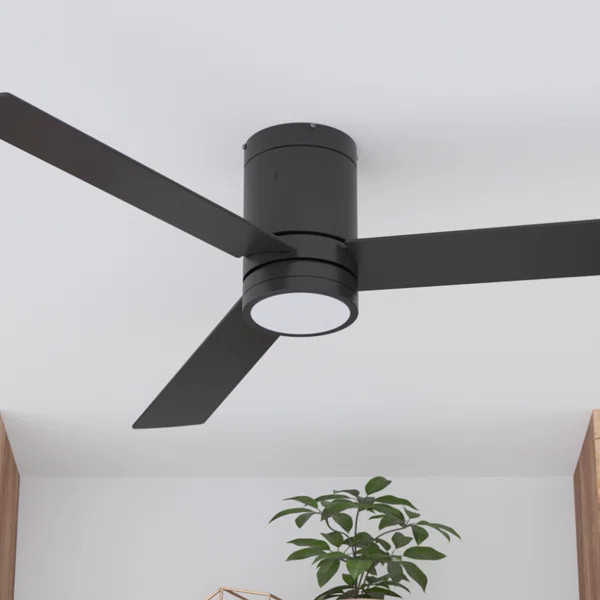 52'' Espy 3 - Blade LED Flush Mount Ceiling Fan with Remote Control and Light Kit Included | Wayfair North America