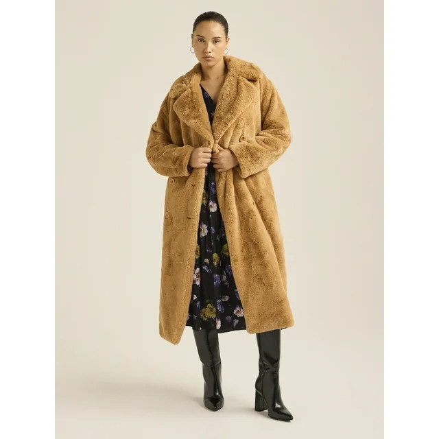 Scoop Women's Faux Fur Oversized Maxi Coat, Sizes XS-XXL | Walmart (US)