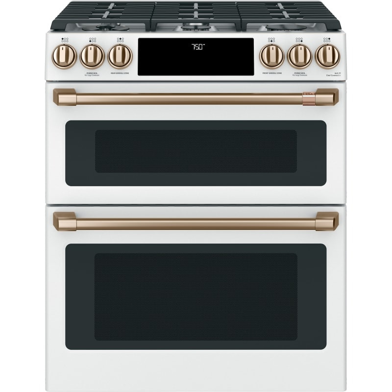 Cafe CGS750PM 30 Inch Wide 6.7 Cu. Ft. Slide In Gas Range with Convection and Gr Matte White Ranges  | Build.com, Inc.
