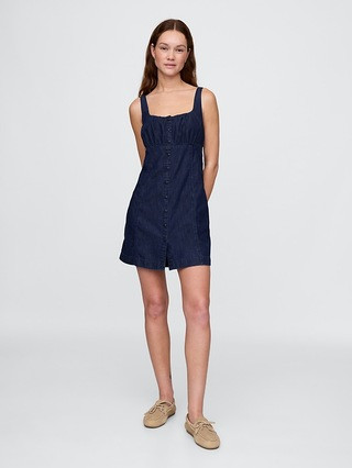 UltraSoft Denim Square-Neck Mini Dress | Gap (CA)