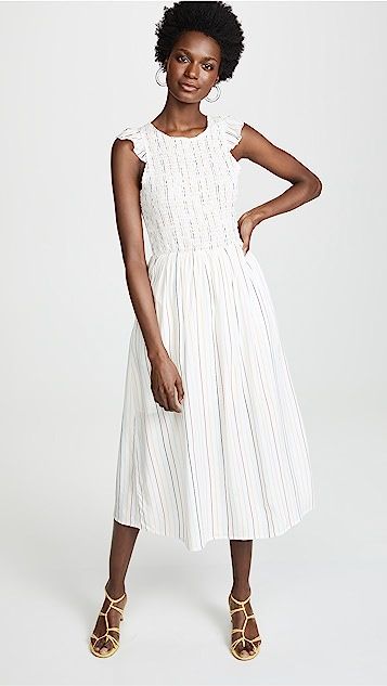 Smocked Stripe Midi Dress | Shopbop