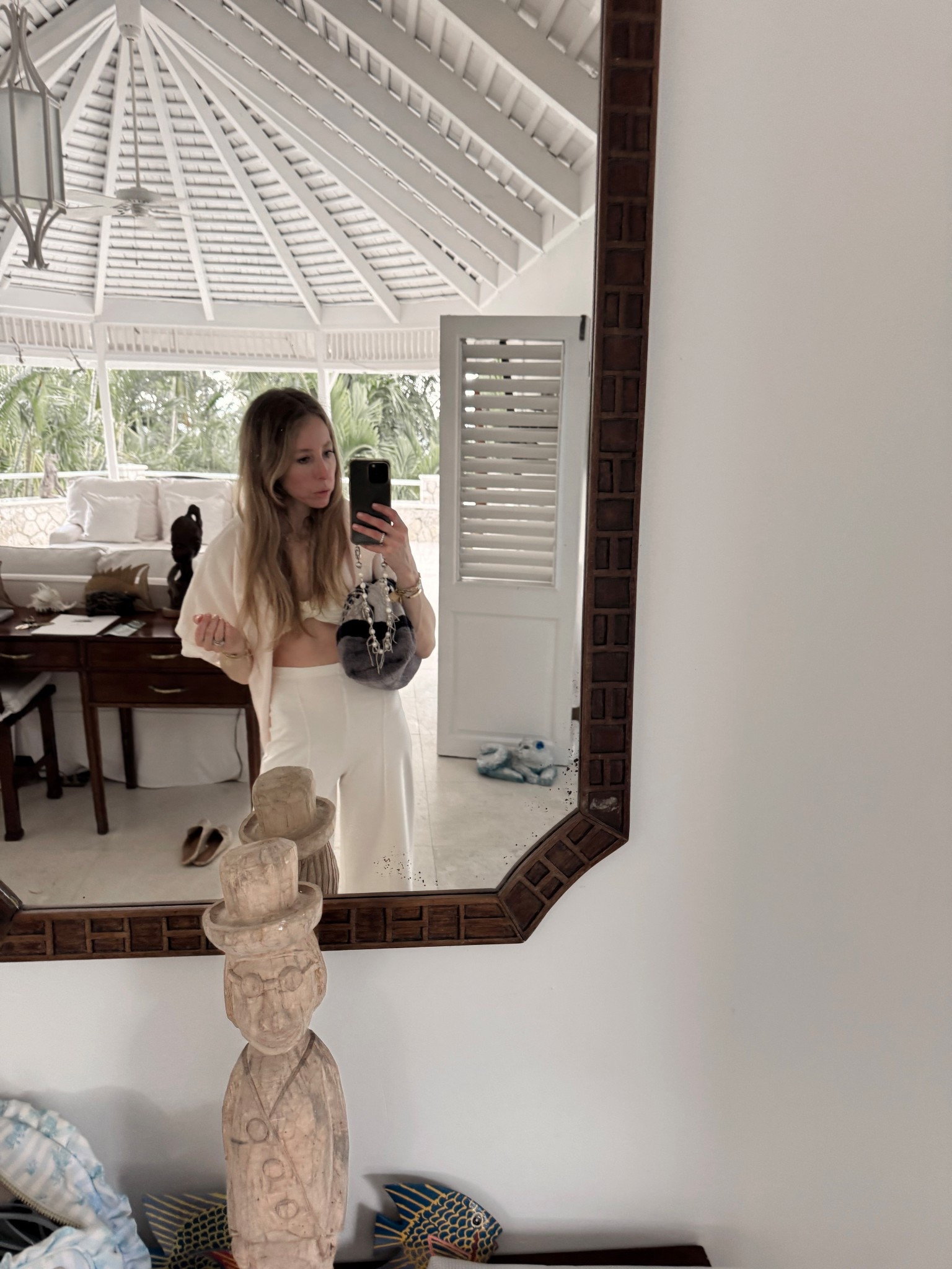 RRWORLD20 for a discount on these pants! Wore to tea after we arrived with a swimsuit top covered by a pareo as a shawl 🤍