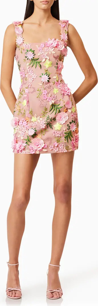Aella Floral Appliqué Cocktail Minidress | Nordstrom