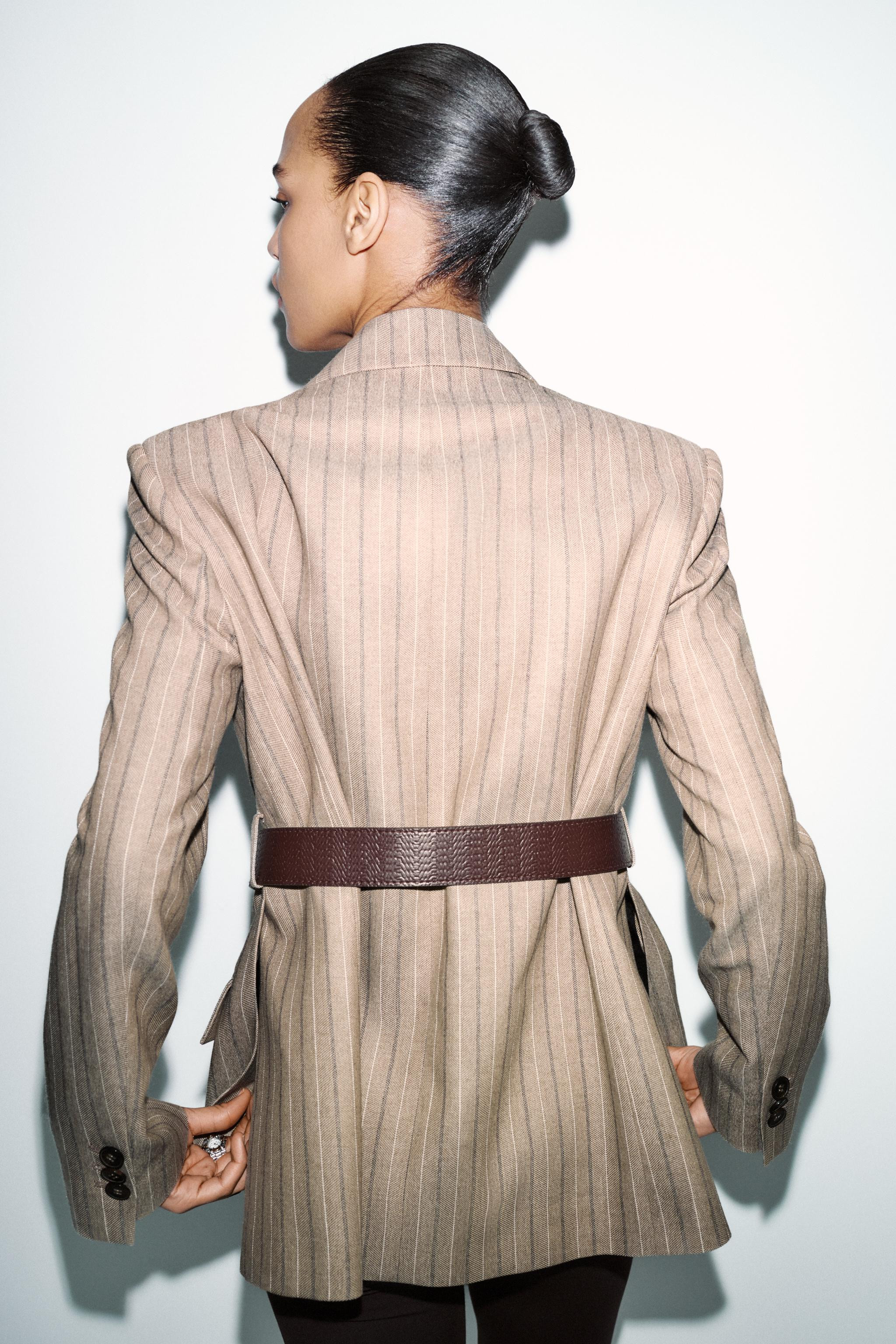 HERRINGBONE BELTED BLAZER | Zara US