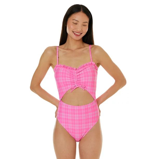 Celebrity Pink Women’s Plaid Cut Out One Piece Swimsuit | Walmart (US)