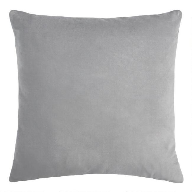 Large Gray Velvet Throw Pillow | World Market
