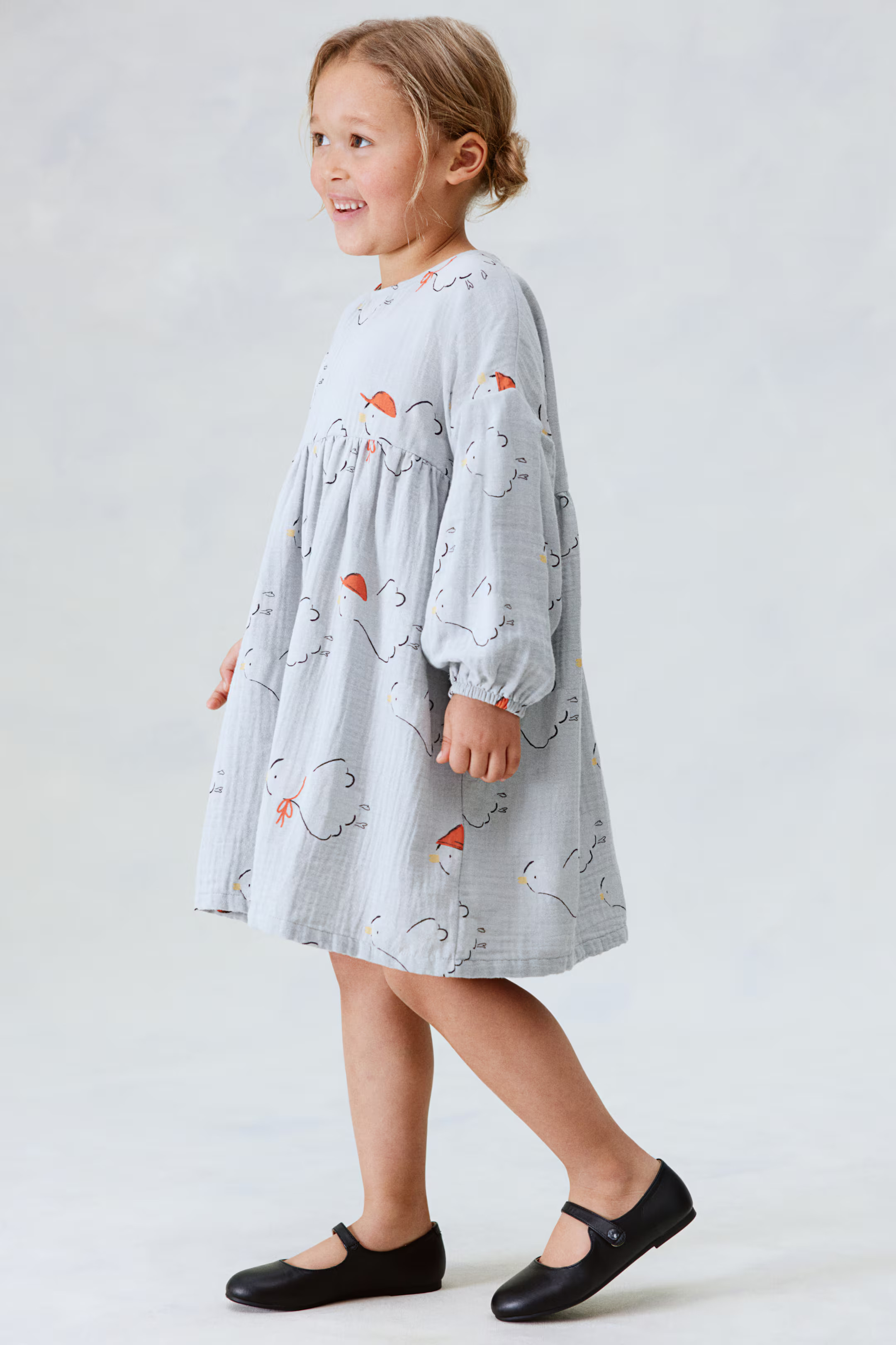 Cotton Muslin Dress - Gray/birds - Kids | H&M US | H&M (US + CA)