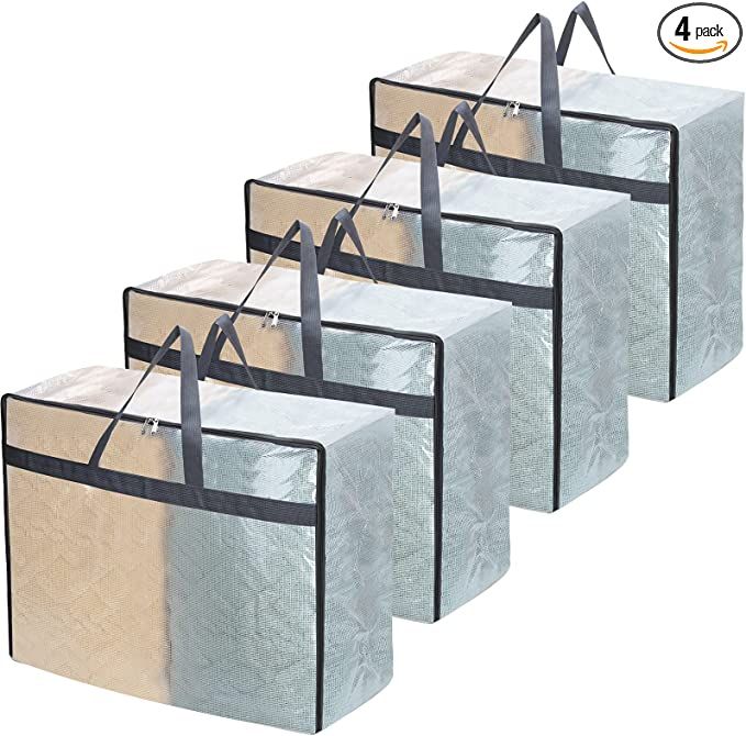 Fixwal 4 Pack Blanket Storage Bags, 75l Extra Large XL Clear Storage Bags with Zipper, Zippered S... | Amazon (US)