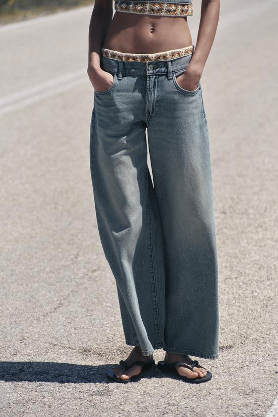 Z1975 LOOSE FIT MID-RISE CROCHET JEANS | Zara US