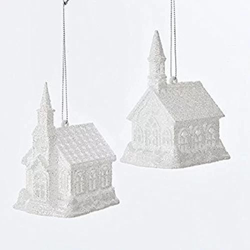 Kurt Adler 4"Acrylic White Led Church Ornament 2/A - Walmart.com | Walmart (US)