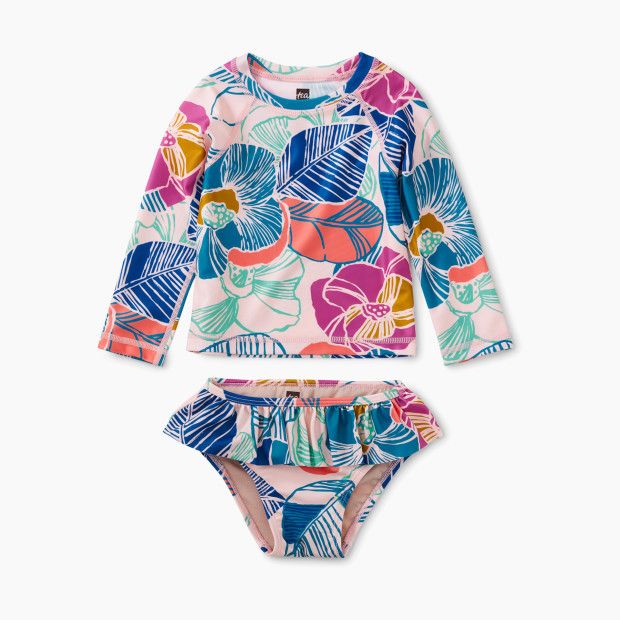 Tea Collection Rash Guard Baby Swim Set in Okinawa Tropical Floral Size 3-6M | Babylist