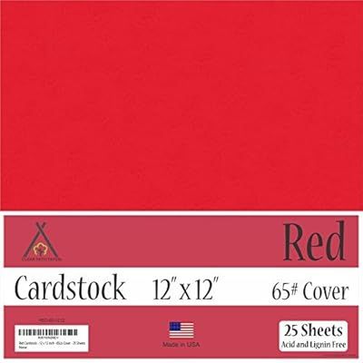 Red Cardstock - 12 x 12 inch - 65Lb Cover - 25 Sheets | Amazon (US)