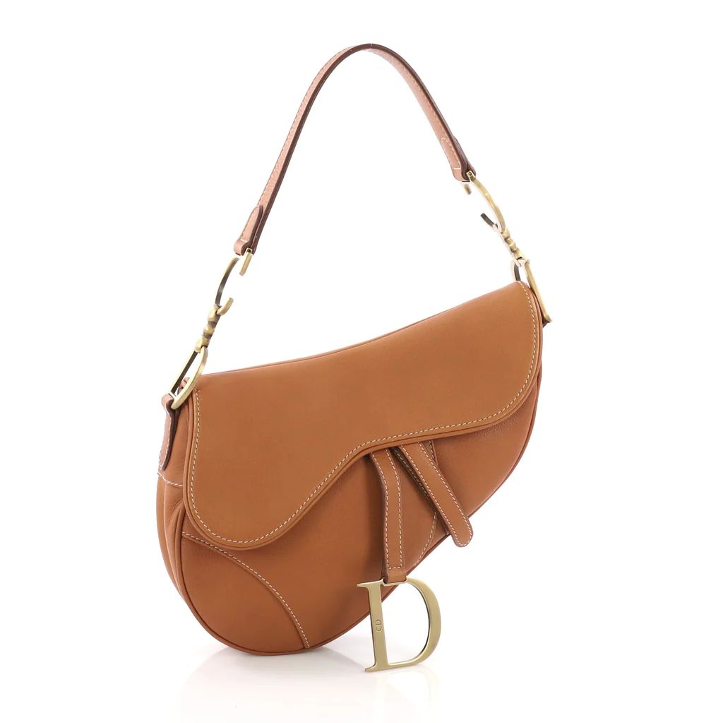 Buy Christian Dior Vintage Saddle Bag Leather Medium Brown 384111 | Rebag