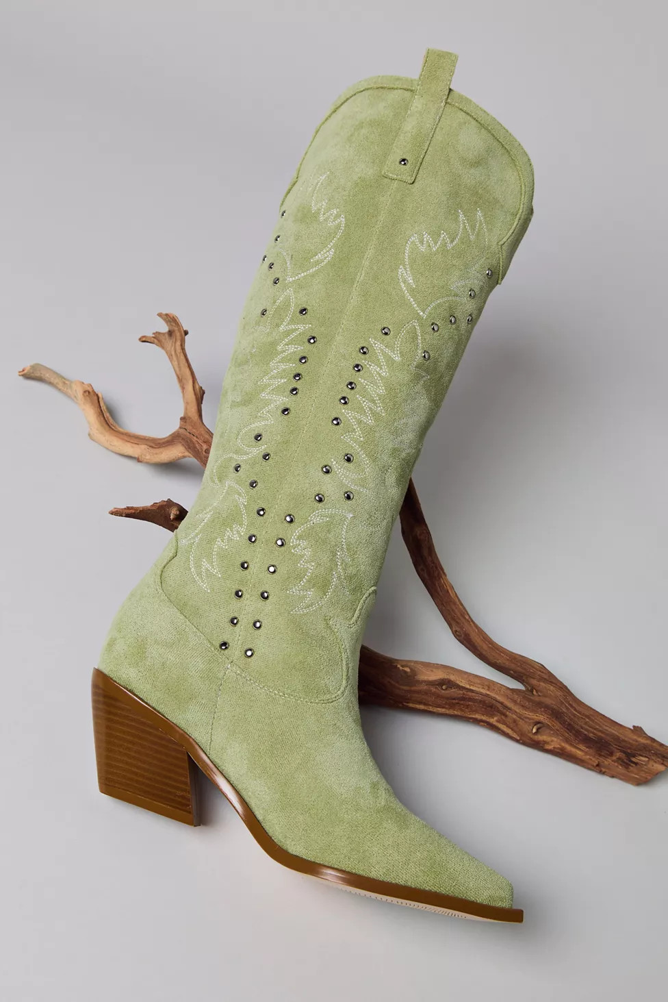 Azalea Wang Beckett Studded Suede Cowboy Boot | Urban Outfitters (US and RoW)