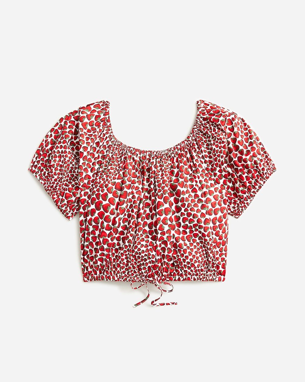 Cinched-waist top in strawberry swirl cotton poplin | J.Crew US