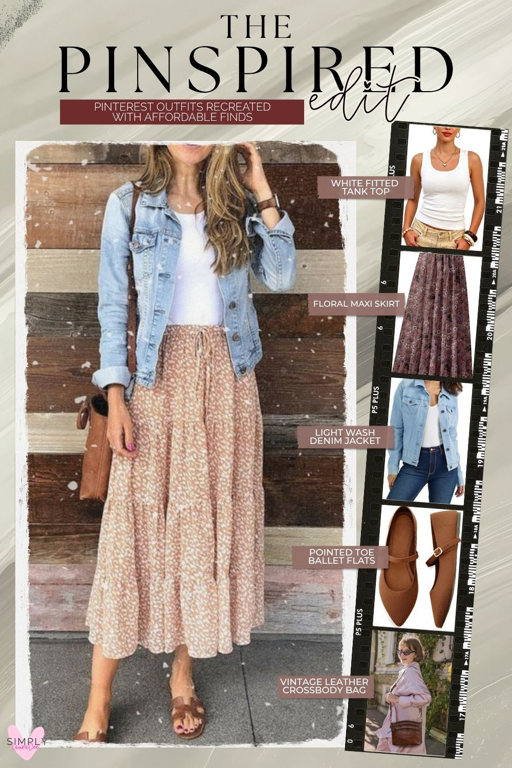 Easy feminine spring outfit with classic layers and a little boho feel 🌸 Recreate this Pinterest-inspired look with a white fitted tank, floral maxi skirt, light wash denim jacket, pointed toe ballet flats and a vintage-inspired leather crossbody bag. It’s such an easy outfit for church, brunch, school events, casual date nights, travel or everyday spring style—and the denim jacket makes it perfect for those cooler mornings and evenings.

#SpringOutfit #SpringFashion #CasualSpringOutfit #MaxiSkirtOutfit #FloralSkirt #DenimJacketOutfit #BalletFlats #AmazonFashion #AmazonFinds #MomStyle #ChurchOutfit #FeminineStyle #BohoStyle #EverydayOutfit #PinterestOutfit 

 #LTKmomlife #LTKOver40 #LTKMidsize