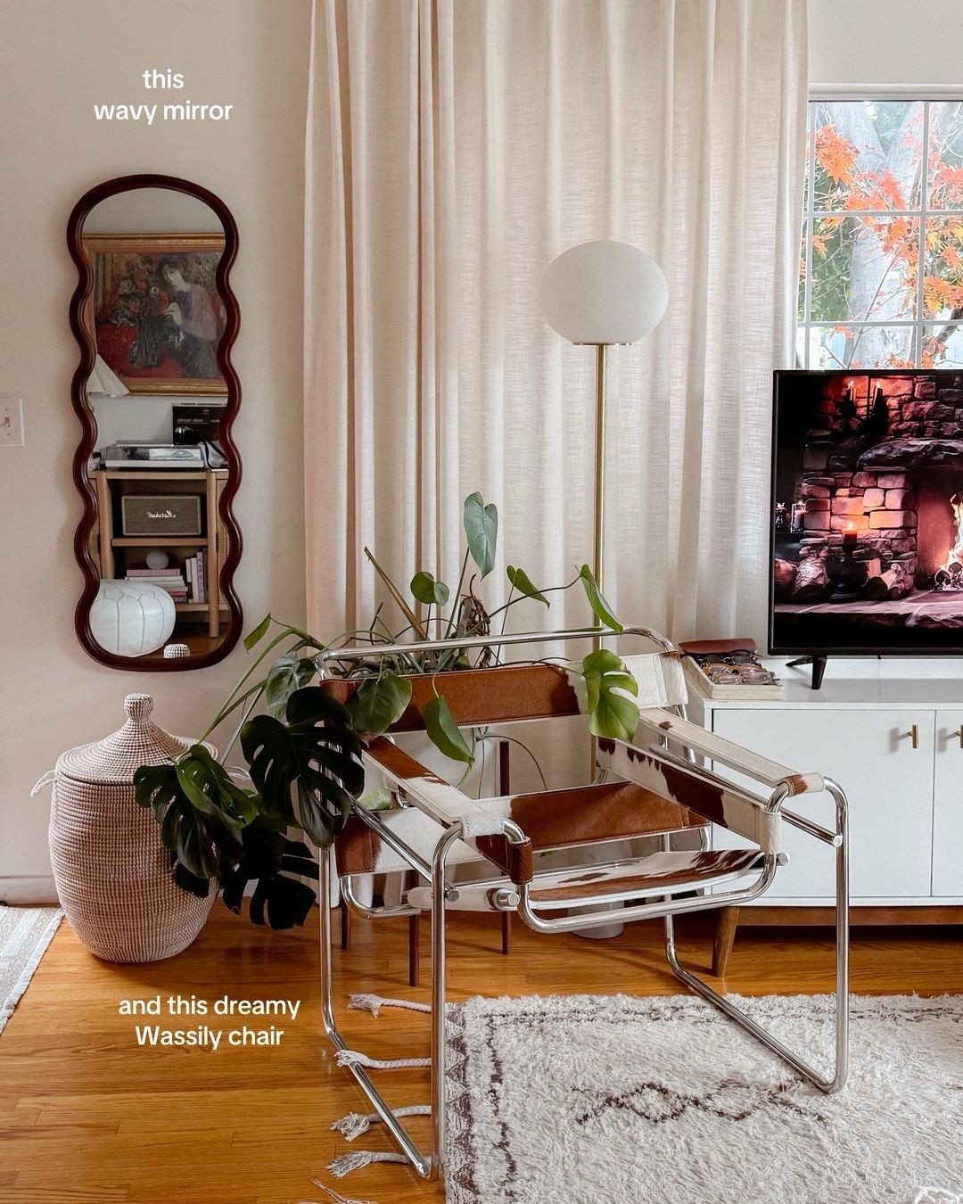 Recent apartment additions/ this wavy mirror and new chair 