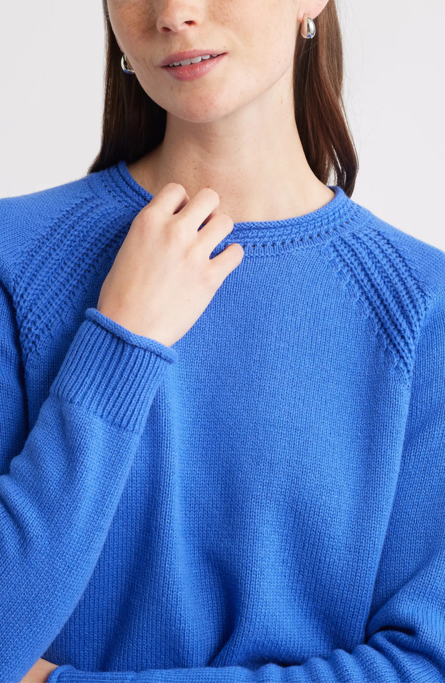Caslon® Raglan Sleeve Roll Neck Wool & Cotton Sweater | Nordstrom | Nordstrom