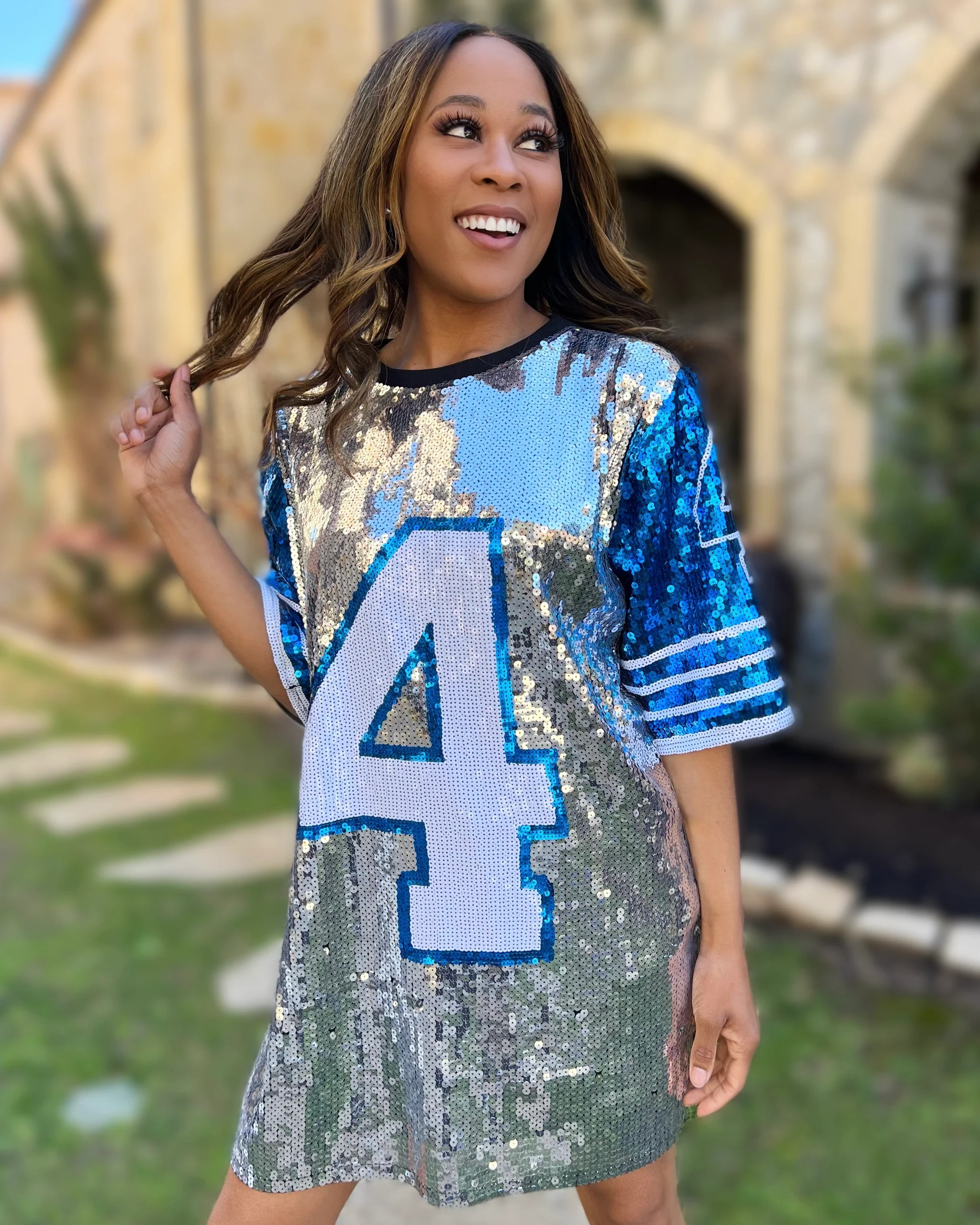 "4" Sequin Jersey Dress/Tunic/Top | Live Love Gameday®