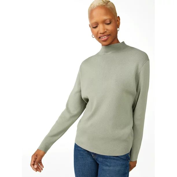 Free Assembly Women's Boxy Cropped Sweater with Long Sleeves | Walmart (US)