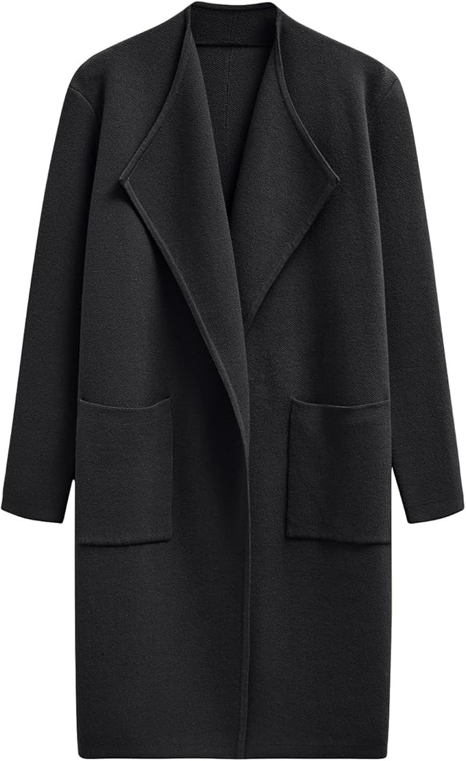 CHICWISH Women Open Front Knit Long Cardigan Patch Pocket Long Sleeve Fall Winter Casual Chunky C... | Amazon (US)