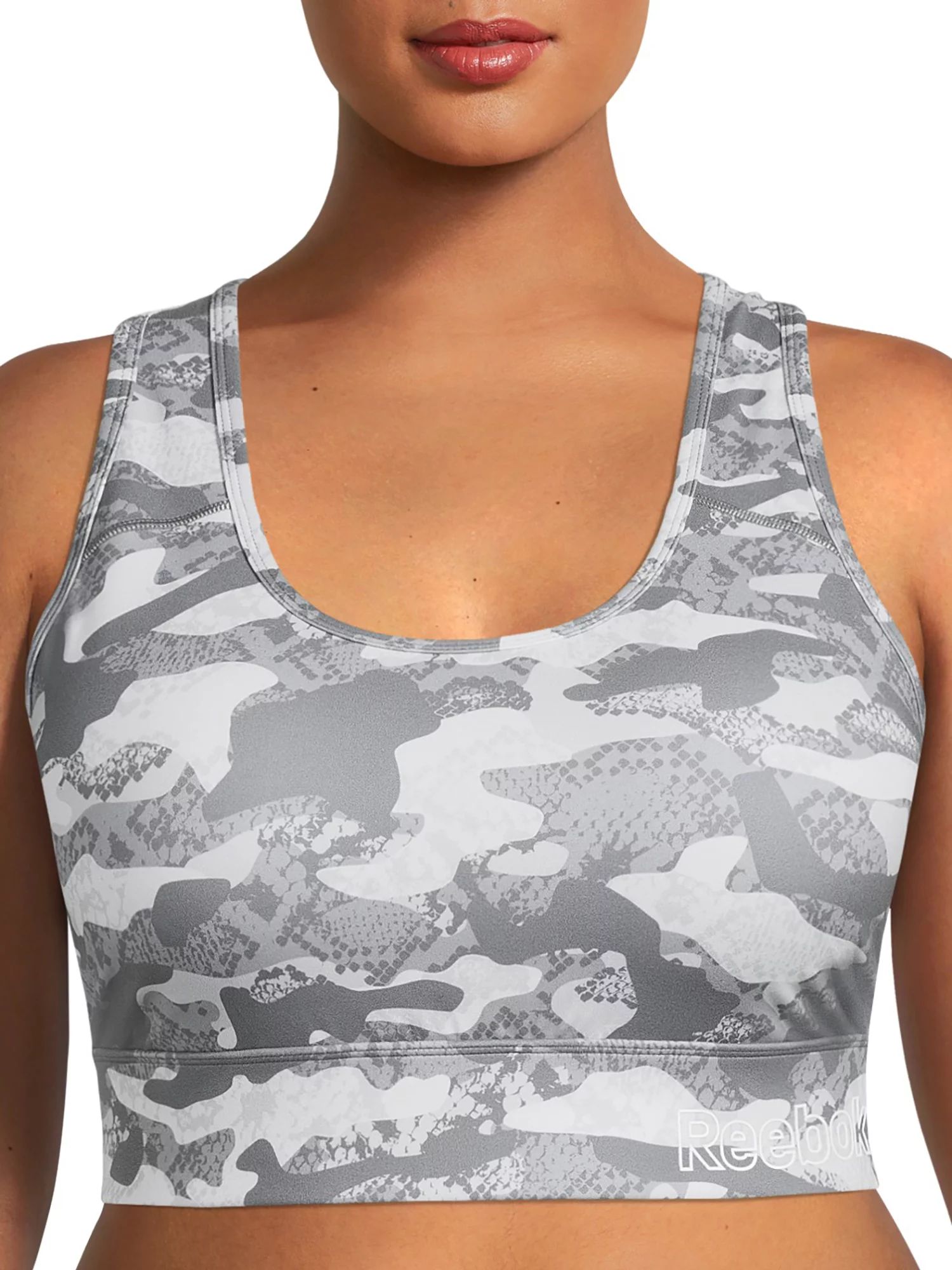 Reebok Women's Plus Size Essential Printed Sports Bra with Back Pocket and Removable Cups, Sizes ... | Walmart (US)