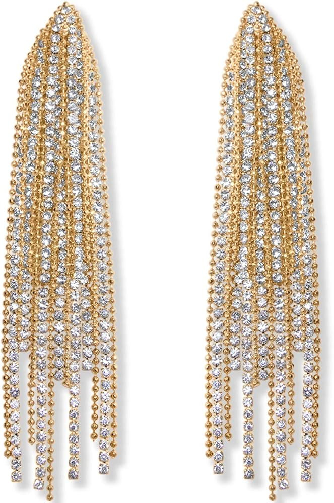 Simulated Diamond Long Earrings for Women - Cubic Zirconia Crystal Statement Dangle Earrings - Hy... | Amazon (US)