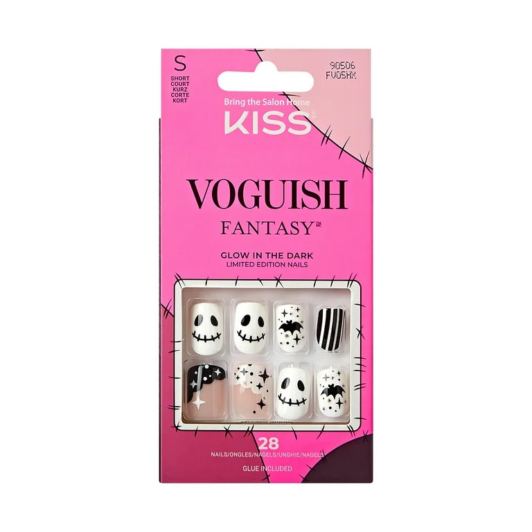 KISS Voguish Fantasy Halloween Nails, Black & White, Short Length, Square Shape, 'Boo-tiful', 31 ... | Walmart (US)
