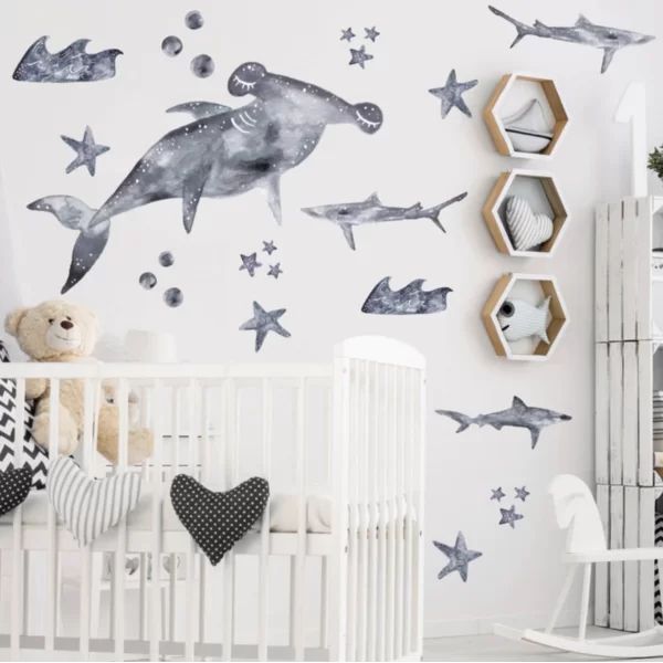 Gray Big Sharks Wall Decal | Wayfair North America