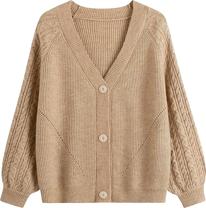 GABERLY Button Down Thickened Sweaters V Neck Open Front Loose Oversized Cardigans Knit Outwear f... | Amazon (US)