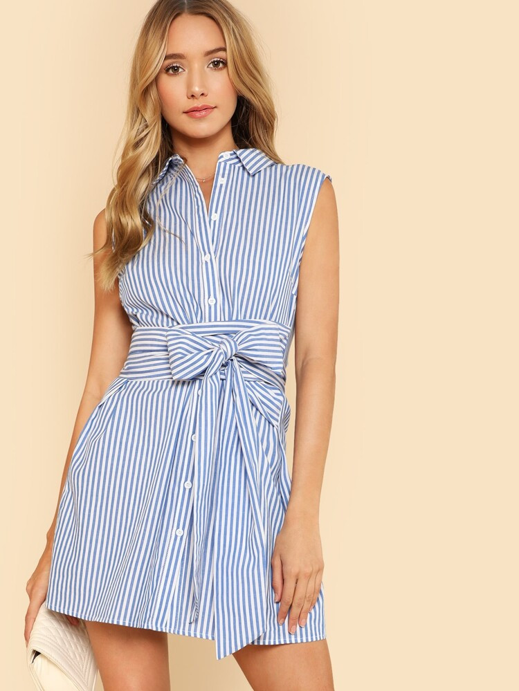 Belted Button Up Shirt Dress | SHEIN