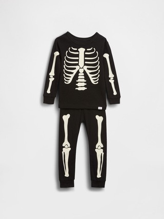 Kids & Baby Organic Brushed Cotton Glow-In-The-Dark Skeleton PJ Set | Gap (US)