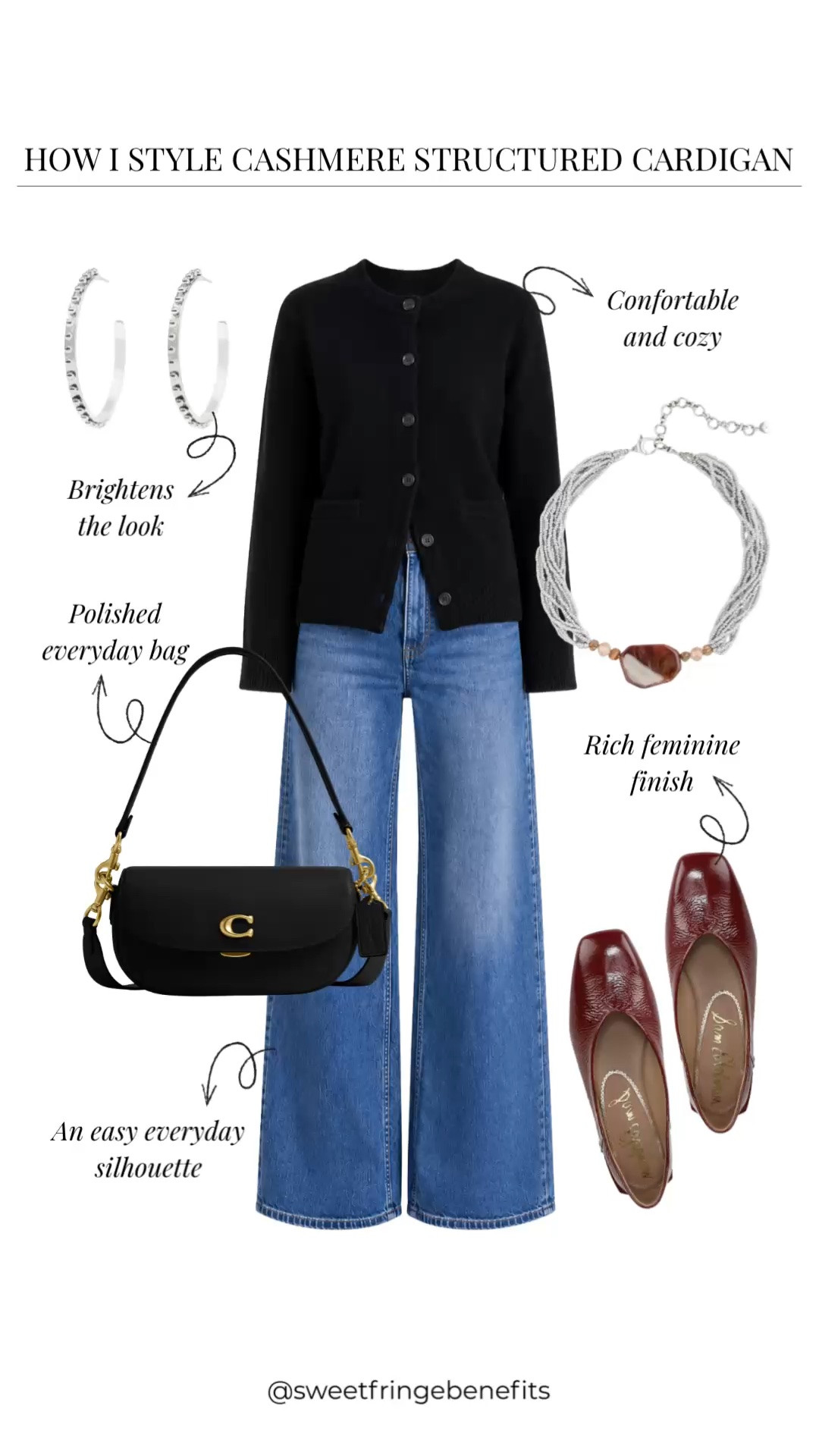 A good black cardigan can make a pair of jeans feel a little more put together without making the outfit complicated. I’d add the burgundy shoes and call it a day.

#LTKootd #LTKPetite #LTKOver40