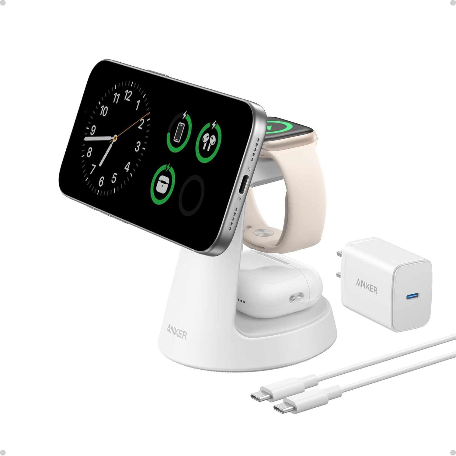 Anker MagSafe Charger Compatible, MagGo 3-in-1 Charging Station, Nano Charging Stand, Qi2 Certifi... | Amazon (US)