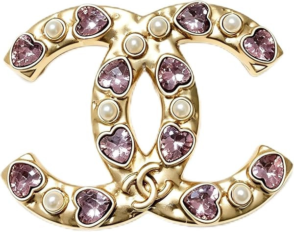 Brooch Pin with Pink Heart Crystals and Faux Pearls | Amazon (US)