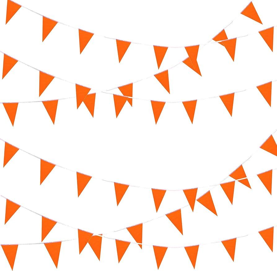 50ft 30pcs Orange Pennant Banners Flags String Triangle DIY Bunting Flags,Party Decorations for G... | Amazon (US)