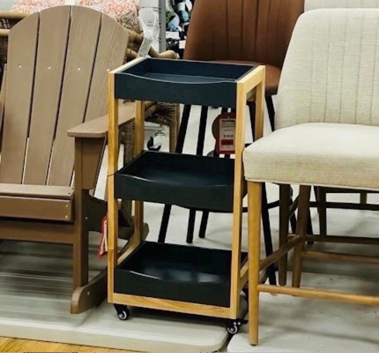 Organization, but make it aesthetic. 🖤 This 3-tier rolling cart with black trays and light wood framing is so versatile. Use it as a bar cart, a craft station, or even for extra bathroom storage!

#LTKHome