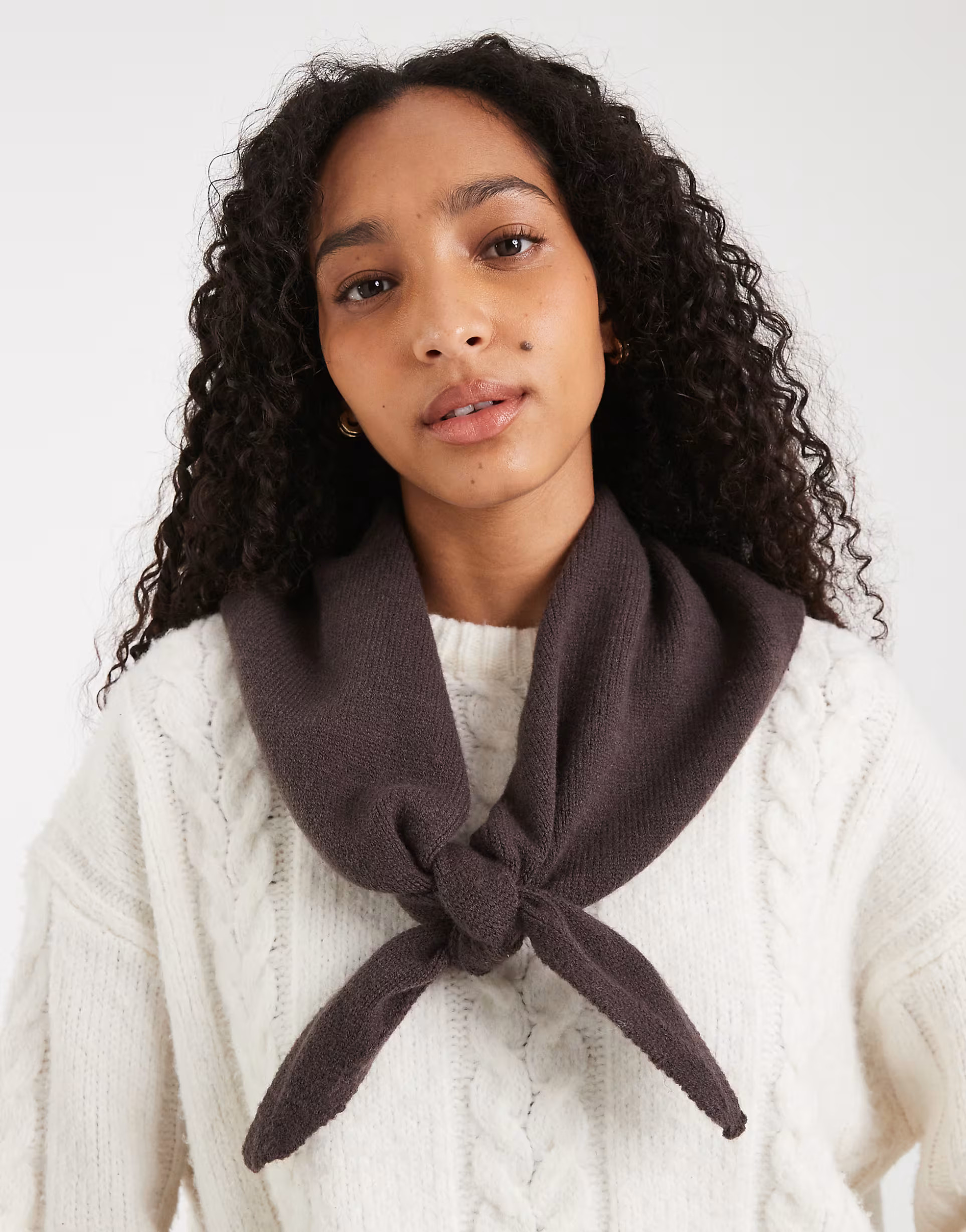 Glamorous knitted triangle scarf in chocolate brown | ASOS (Global)