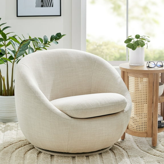 Better Homes & Gardens Mira Swivel Accent Chair, Cream Linen | Walmart (US)
