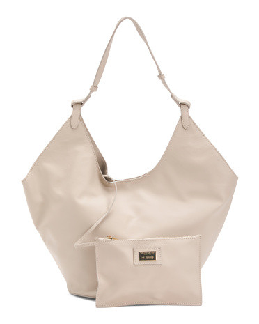 Made In Italy Leather Hobo With Oval Bottom | TJ Maxx
