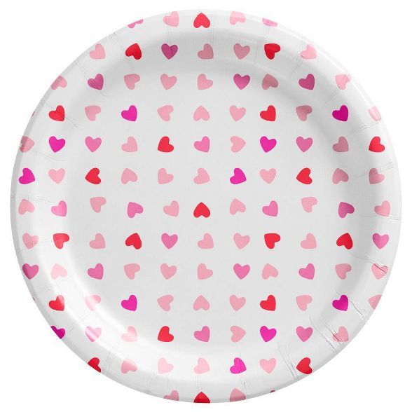 30ct Valentine&#39;s Day Confetti Heart Snack Plates Pink - Spritz&#8482; | Target