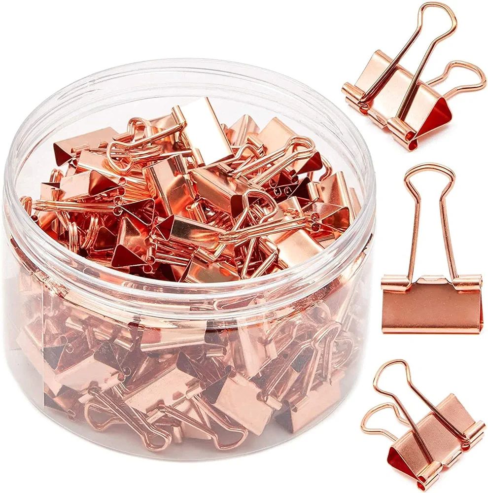 Rose Gold Binder Clips for Files, Documents, Modern Office Supplies (0.75 In, 100 Pack) | Amazon (US)