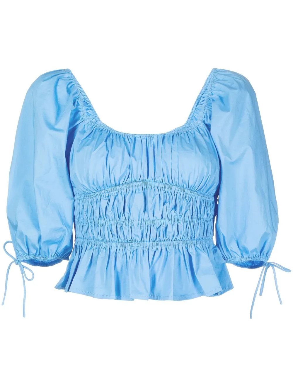 STAUD Ruched Poplin Crop Top - Farfetch | Farfetch Global