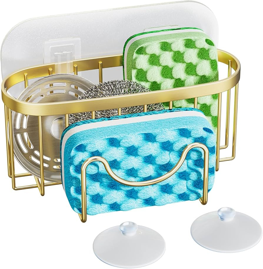 HapiRm Multifunctional Sponge Holder for Kitchen Sink with Unique M-shaped, Two Installation Meth... | Amazon (US)
