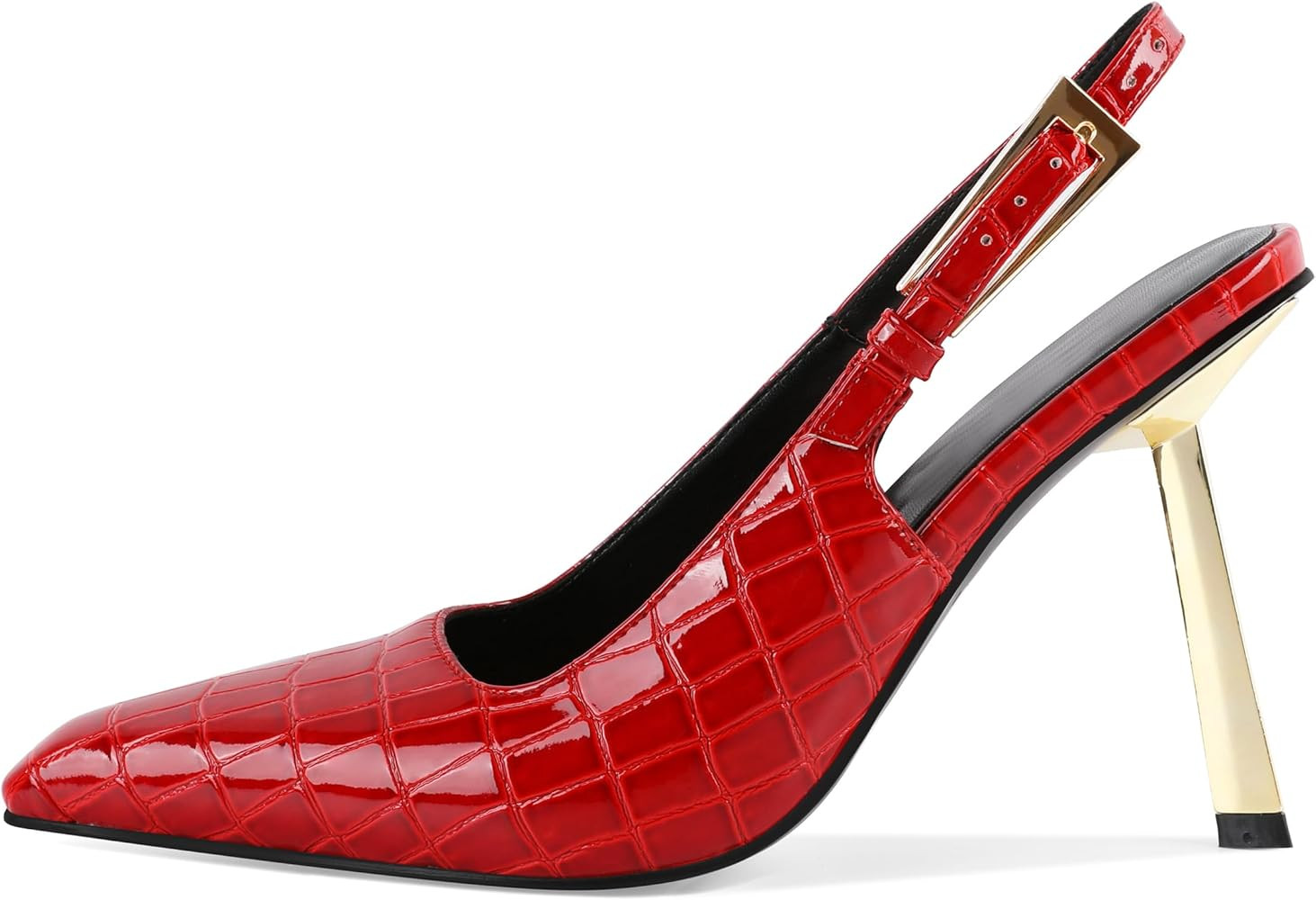 Mettesally Sling Back Heels Women High Heels Closed Toe Gold Heels Pumps Metal Buckle Shoes 4 Inc... | Amazon (US)