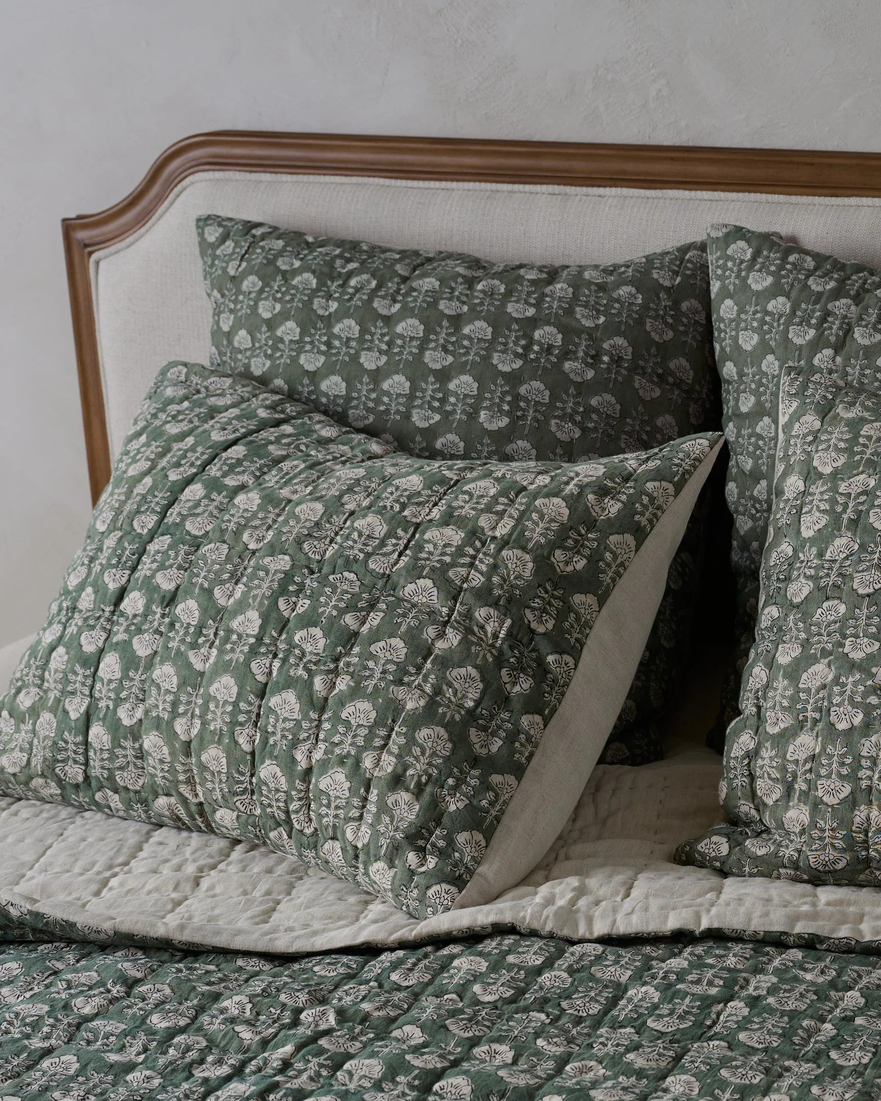 Flora Block Print Pillow Sham - Dusty Green | Magnolia