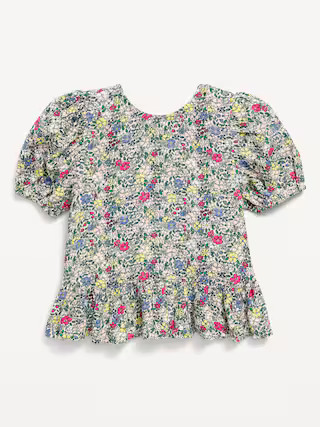 Printed Short-Sleeve Crepe Ruffle-Hem Top for Toddler Girls | Old Navy (US)