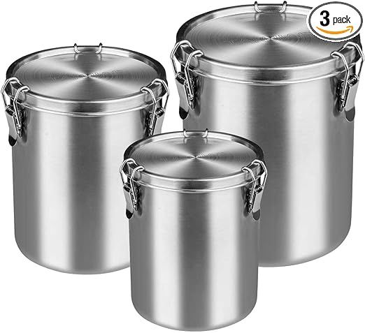 Tanjiae Compact Stainless Steel 100% Airtight Canisters Sets for Small Kitchens | Metal Food Stor... | Amazon (US)
