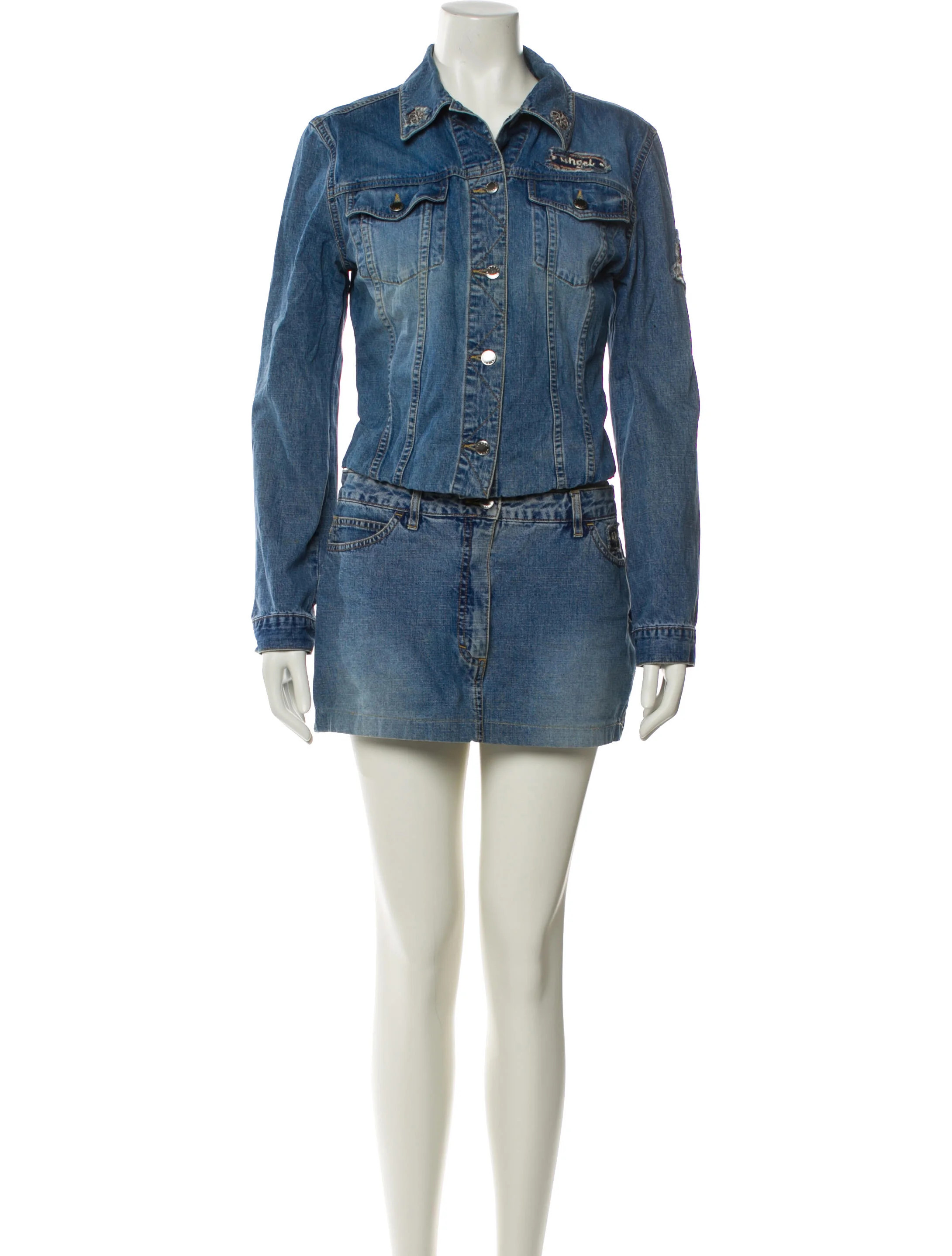 Escada Sport Distressed Accents Skirt Set - Blue Suits and Sets, Clothing - WES35720 | The RealRe... | The RealReal