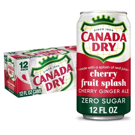Canada Dry Caffeine Free Zero Sugar Fruit Splash Cherry Ginger Ale Soda Pop, 12 fl oz, 12 Pack Cans | Walmart (US)